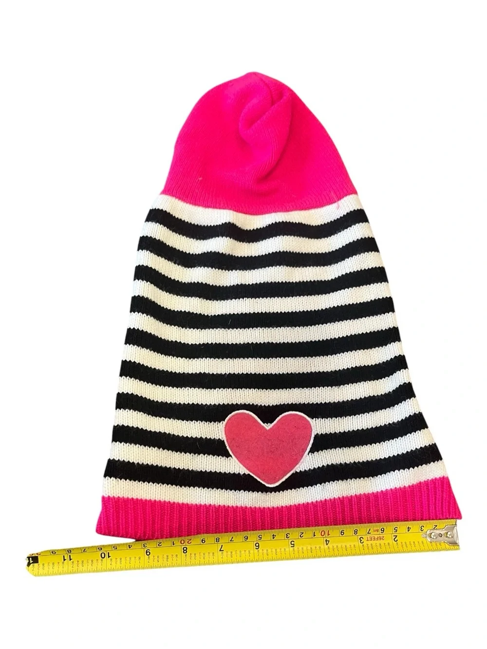 Bright Pink & Black Striped Hooded Knit Sweater Medium